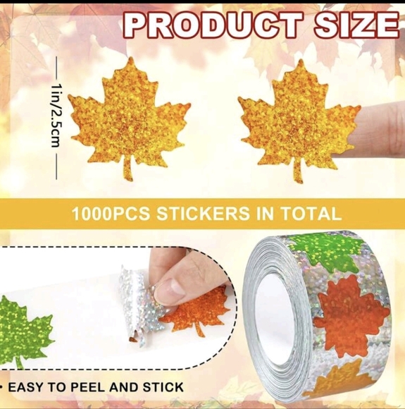 Autumn Leaf Sticker Roll - 500 - Picture 2 of 5